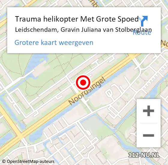 Locatie op kaart van de 112 melding: Trauma helikopter Met Grote Spoed Naar Leidschendam, Gravin Juliana van Stolberglaan op 14 september 2022 12:47