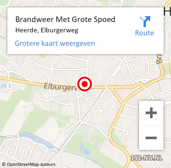 Locatie op kaart van de 112 melding: Brandweer Met Grote Spoed Naar Heerde, Elburgerweg op 14 september 2022 12:52