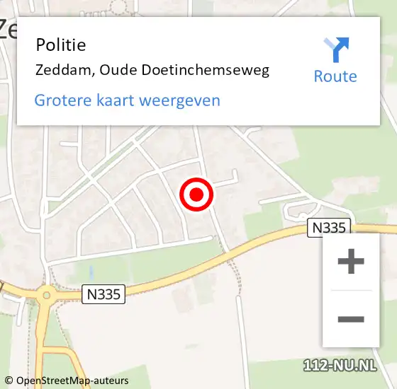 Locatie op kaart van de 112 melding: Politie Zeddam, Oude Doetinchemseweg op 14 september 2022 13:19