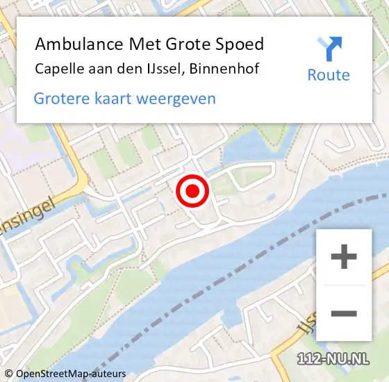 Locatie op kaart van de 112 melding: Ambulance Met Grote Spoed Naar Capelle aan den IJssel, Binnenhof op 14 september 2022 13:22