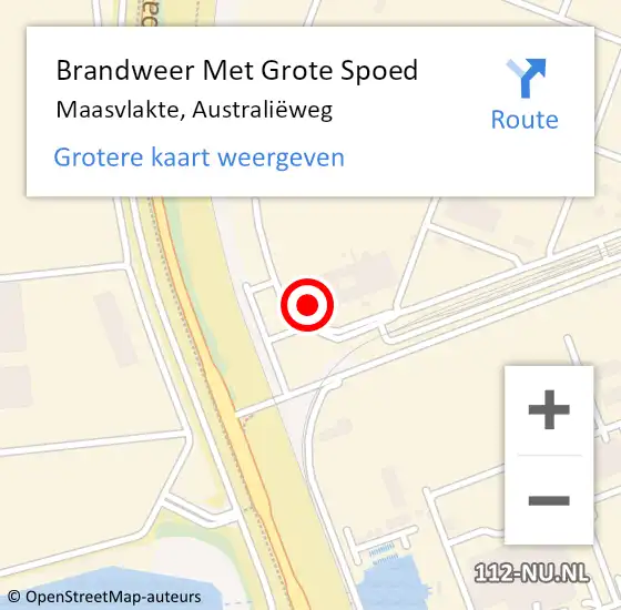 Locatie op kaart van de 112 melding: Brandweer Met Grote Spoed Naar Maasvlakte, Australiëweg op 14 september 2022 13:23