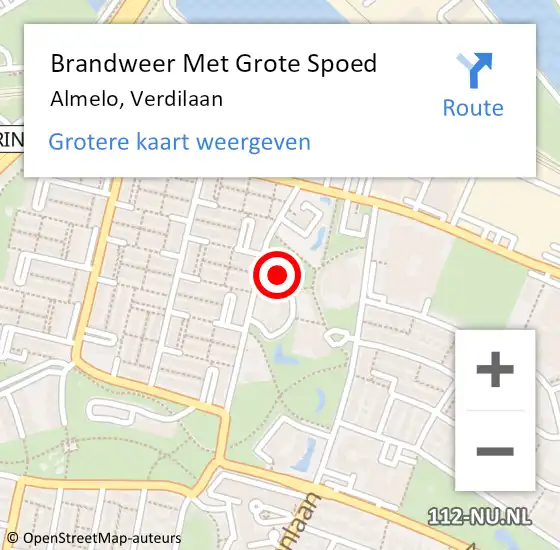 Locatie op kaart van de 112 melding: Brandweer Met Grote Spoed Naar Almelo, Verdilaan op 14 september 2022 13:30