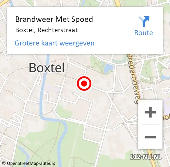 Locatie op kaart van de 112 melding: Brandweer Met Spoed Naar Boxtel, Rechterstraat op 14 september 2022 13:45