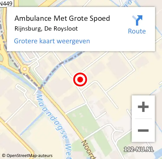 Locatie op kaart van de 112 melding: Ambulance Met Grote Spoed Naar Rijnsburg, De Roysloot op 14 september 2022 13:57