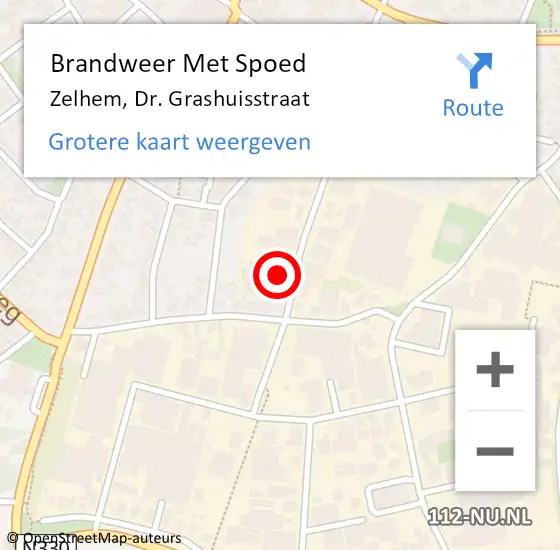 Locatie op kaart van de 112 melding: Brandweer Met Spoed Naar Zelhem, Dr. Grashuisstraat op 14 september 2022 14:23