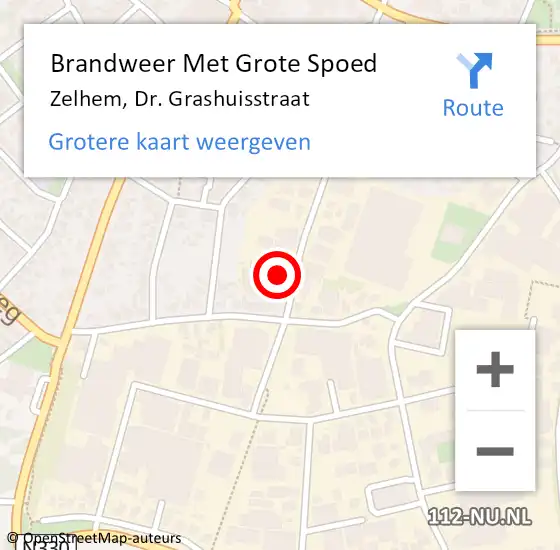 Locatie op kaart van de 112 melding: Brandweer Met Grote Spoed Naar Zelhem, Dr. Grashuisstraat op 14 september 2022 14:24