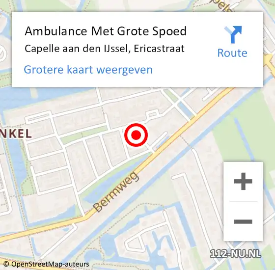 Locatie op kaart van de 112 melding: Ambulance Met Grote Spoed Naar Capelle aan den IJssel, Ericastraat op 14 september 2022 14:36