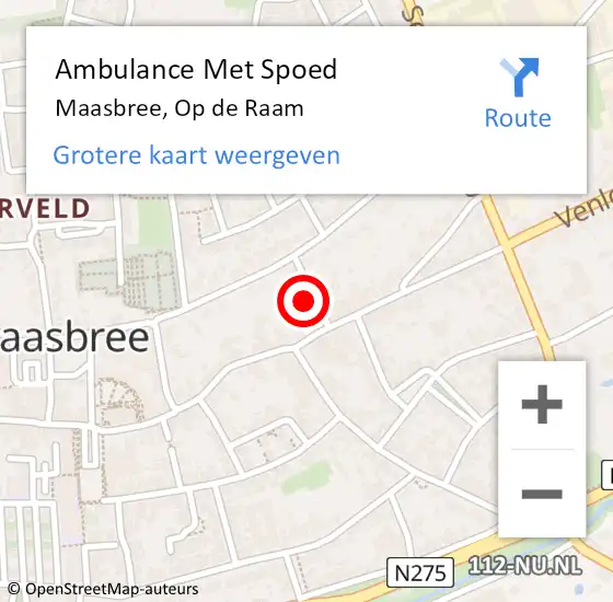 Locatie op kaart van de 112 melding: Ambulance Met Spoed Naar Maasbree, Op de Raam op 29 juli 2014 11:07