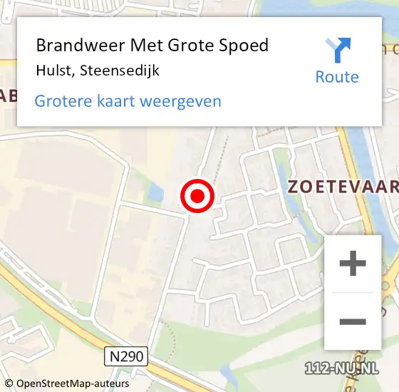 Locatie op kaart van de 112 melding: Brandweer Met Grote Spoed Naar Hulst, Steensedijk op 14 september 2022 14:46