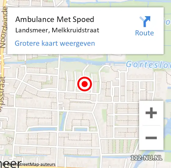 Locatie op kaart van de 112 melding: Ambulance Met Spoed Naar Landsmeer, Melkkruidstraat op 14 september 2022 14:50