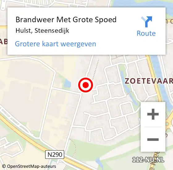 Locatie op kaart van de 112 melding: Brandweer Met Grote Spoed Naar Hulst, Steensedijk op 14 september 2022 14:53