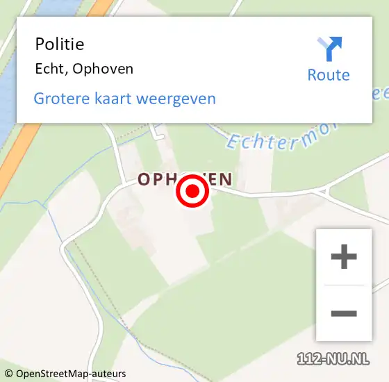 Locatie op kaart van de 112 melding: Politie Echt, Ophoven op 14 september 2022 15:06