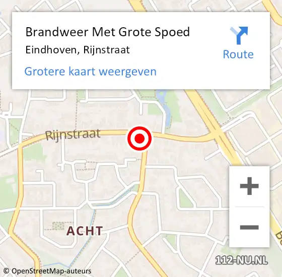 Locatie op kaart van de 112 melding: Brandweer Met Grote Spoed Naar Eindhoven, Rijnstraat op 14 september 2022 16:04