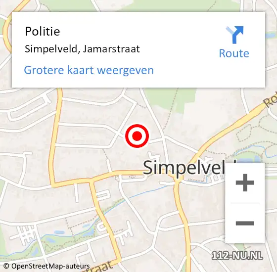 Locatie op kaart van de 112 melding: Politie Simpelveld, Jamarstraat op 14 september 2022 16:11