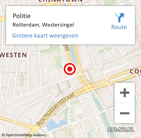 Locatie op kaart van de 112 melding: Politie Rotterdam, Westersingel op 14 september 2022 16:38