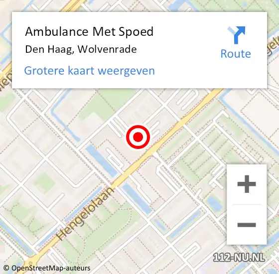 Locatie op kaart van de 112 melding: Ambulance Met Spoed Naar Den Haag, Wolvenrade op 14 september 2022 17:13