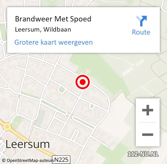 Locatie op kaart van de 112 melding: Brandweer Met Spoed Naar Leersum, Wildbaan op 14 september 2022 18:21