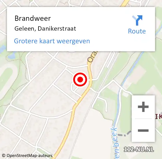 Locatie op kaart van de 112 melding: Brandweer Geleen, Danikerstraat op 29 juli 2014 11:30