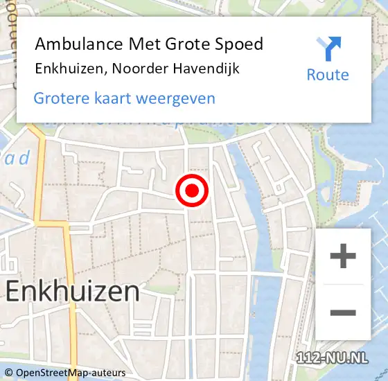 Locatie op kaart van de 112 melding: Ambulance Met Grote Spoed Naar Enkhuizen, Noorder Havendijk op 14 september 2022 19:01