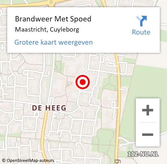 Locatie op kaart van de 112 melding: Brandweer Met Spoed Naar Maastricht, Cuyleborg op 14 september 2022 19:05