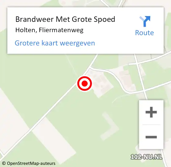 Locatie op kaart van de 112 melding: Brandweer Met Grote Spoed Naar Holten, Fliermatenweg op 14 september 2022 19:14