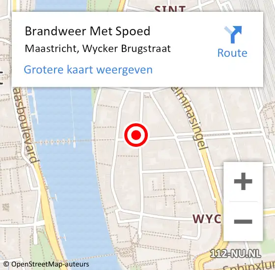 Locatie op kaart van de 112 melding: Brandweer Met Spoed Naar Maastricht, Wycker Brugstraat op 14 september 2022 19:23