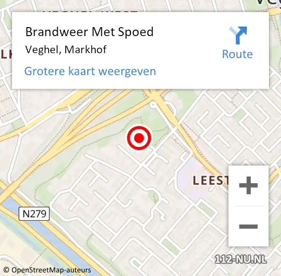 Locatie op kaart van de 112 melding: Brandweer Met Spoed Naar Veghel, Markhof op 14 september 2022 19:24