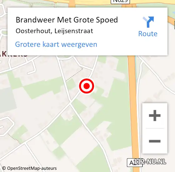 Locatie op kaart van de 112 melding: Brandweer Met Grote Spoed Naar Oosterhout, Leijsenstraat op 14 september 2022 19:42