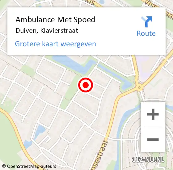 Locatie op kaart van de 112 melding: Ambulance Met Spoed Naar Duiven, Klavierstraat op 14 september 2022 19:53