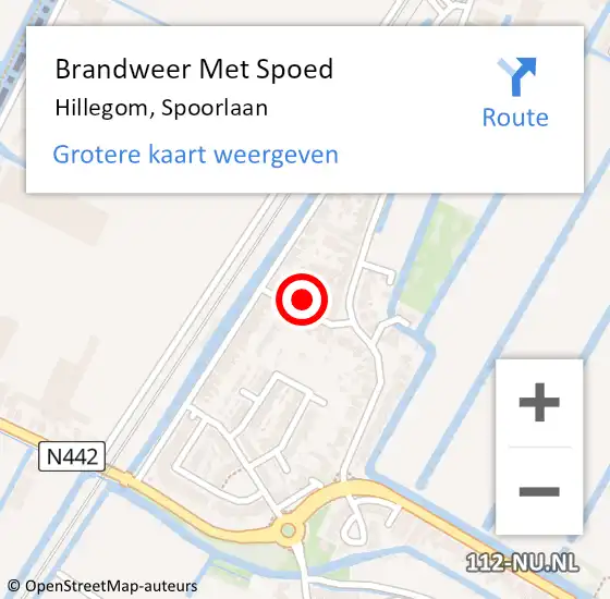 Locatie op kaart van de 112 melding: Brandweer Met Spoed Naar Hillegom, Spoorlaan op 14 september 2022 20:34