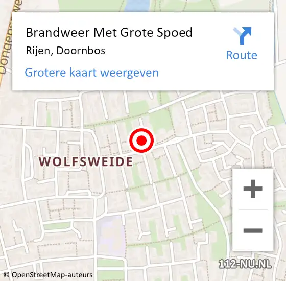 Locatie op kaart van de 112 melding: Brandweer Met Grote Spoed Naar Rijen, Doornbos op 14 september 2022 20:37