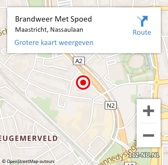 Locatie op kaart van de 112 melding: Brandweer Met Spoed Naar Maastricht, Nassaulaan op 14 september 2022 20:42