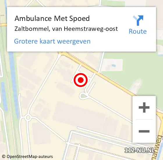 Locatie op kaart van de 112 melding: Ambulance Met Spoed Naar Zaltbommel, van Heemstraweg-oost op 14 september 2022 20:53
