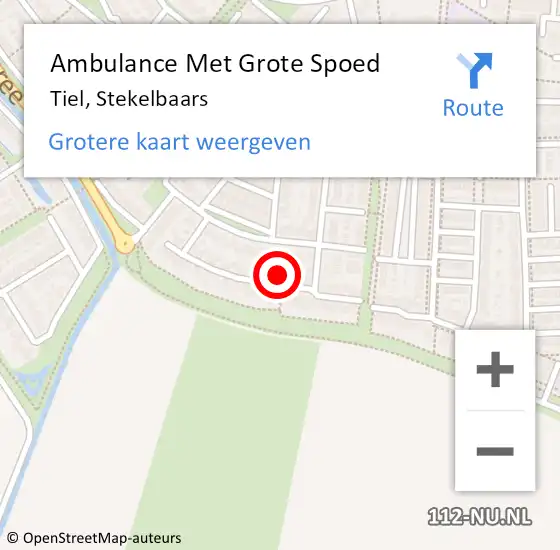 Locatie op kaart van de 112 melding: Ambulance Met Grote Spoed Naar Tiel, Stekelbaars op 14 september 2022 21:11