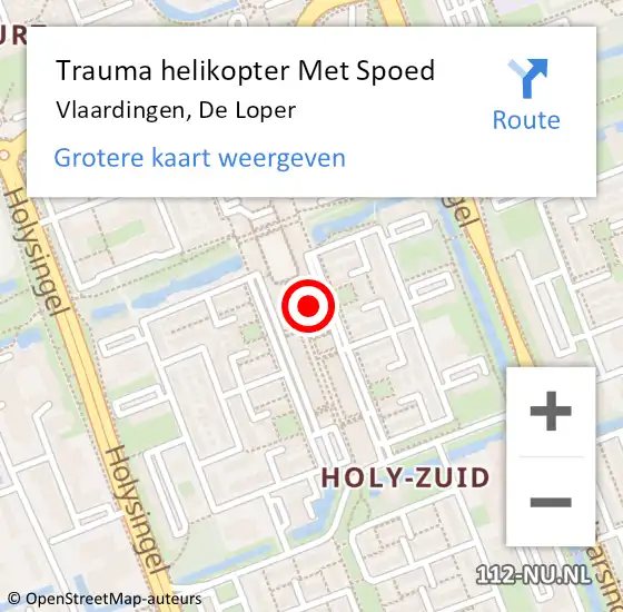 Locatie op kaart van de 112 melding: Trauma helikopter Met Spoed Naar Vlaardingen, De Loper op 14 september 2022 21:27