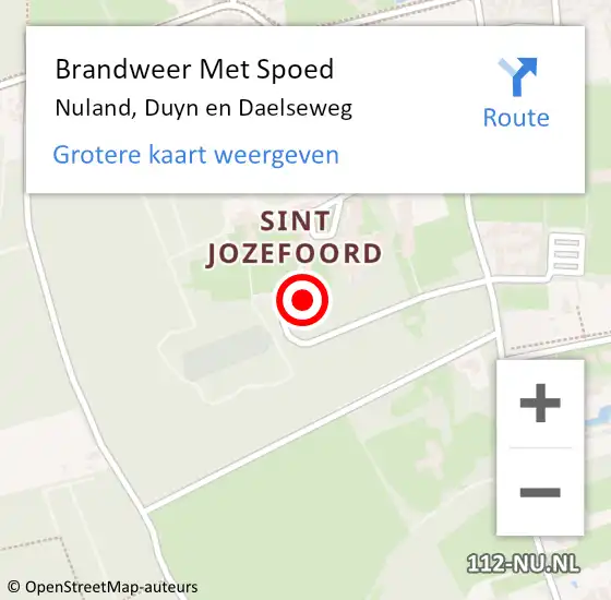 Locatie op kaart van de 112 melding: Brandweer Met Spoed Naar Nuland, Duyn en Daelseweg op 14 september 2022 22:19
