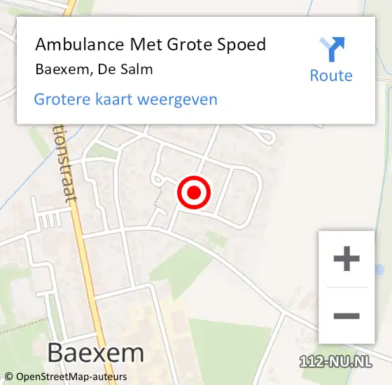 Locatie op kaart van de 112 melding: Ambulance Met Grote Spoed Naar Baexem, De Salm op 14 september 2022 22:53