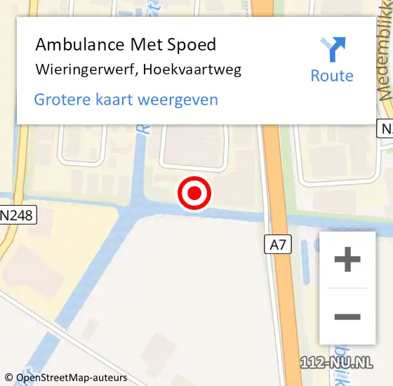 Locatie op kaart van de 112 melding: Ambulance Met Spoed Naar Wieringerwerf, Hoekvaartweg op 14 september 2022 23:24