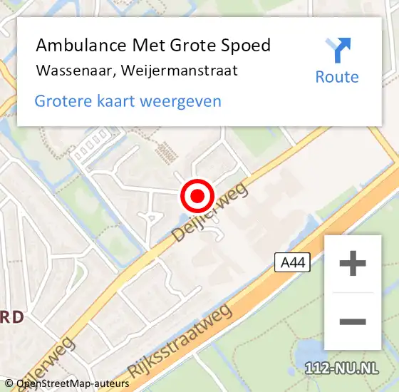 Locatie op kaart van de 112 melding: Ambulance Met Grote Spoed Naar Wassenaar, Weijermanstraat op 14 september 2022 23:24