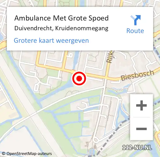 Locatie op kaart van de 112 melding: Ambulance Met Grote Spoed Naar Duivendrecht, Kruidenommegang op 14 september 2022 23:36