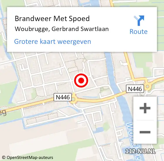 Locatie op kaart van de 112 melding: Brandweer Met Spoed Naar Woubrugge, Gerbrand Swartlaan op 29 juli 2014 11:48