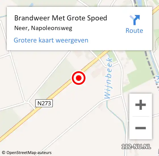 Locatie op kaart van de 112 melding: Brandweer Met Grote Spoed Naar Neer, Napoleonsweg op 14 september 2022 23:54