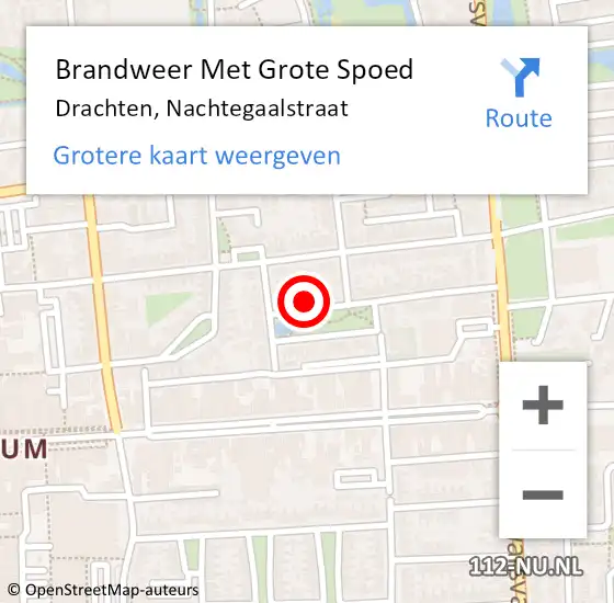 Locatie op kaart van de 112 melding: Brandweer Met Grote Spoed Naar Drachten, Nachtegaalstraat op 15 september 2022 00:27