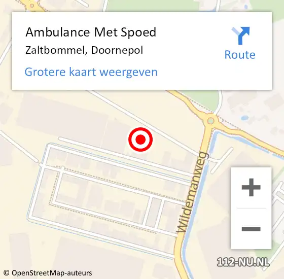 Locatie op kaart van de 112 melding: Ambulance Met Spoed Naar Zaltbommel, Doornepol op 15 september 2022 00:28