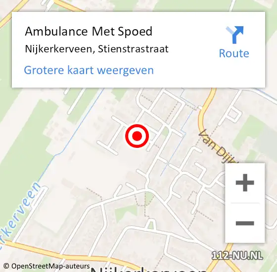 Locatie op kaart van de 112 melding: Ambulance Met Spoed Naar Nijkerkerveen, Stienstrastraat op 15 september 2022 01:13