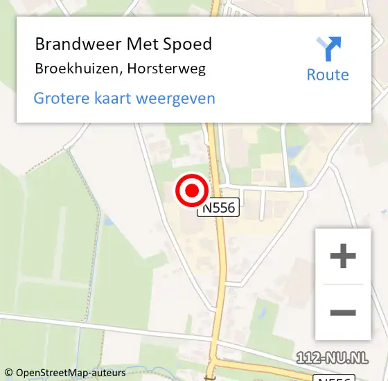 Locatie op kaart van de 112 melding: Brandweer Met Spoed Naar Broekhuizen, Horsterweg op 15 september 2022 01:37