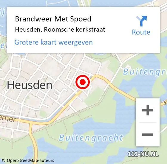 Locatie op kaart van de 112 melding: Brandweer Met Spoed Naar Heusden, Roomsche kerkstraat op 15 september 2022 02:09