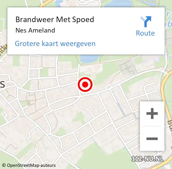 Locatie op kaart van de 112 melding: Brandweer Met Spoed Naar Nes Ameland op 15 september 2022 02:46