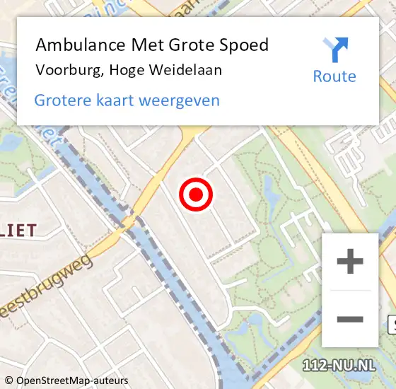 Locatie op kaart van de 112 melding: Ambulance Met Grote Spoed Naar Voorburg, Hoge Weidelaan op 15 september 2022 04:00