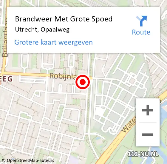 Locatie op kaart van de 112 melding: Brandweer Met Grote Spoed Naar Utrecht, Opaalweg op 15 september 2022 04:48